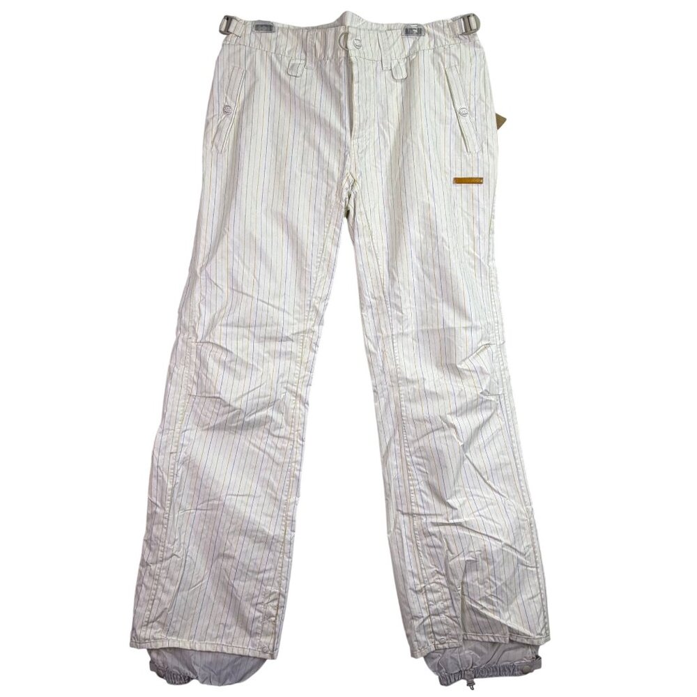 Four Square Womens White Multicolor Stripe Snowboarding Insulated Pants  Sz XL